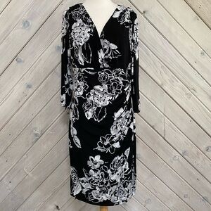 Lauren Ralph Lauren Black and White Floral Design Dress